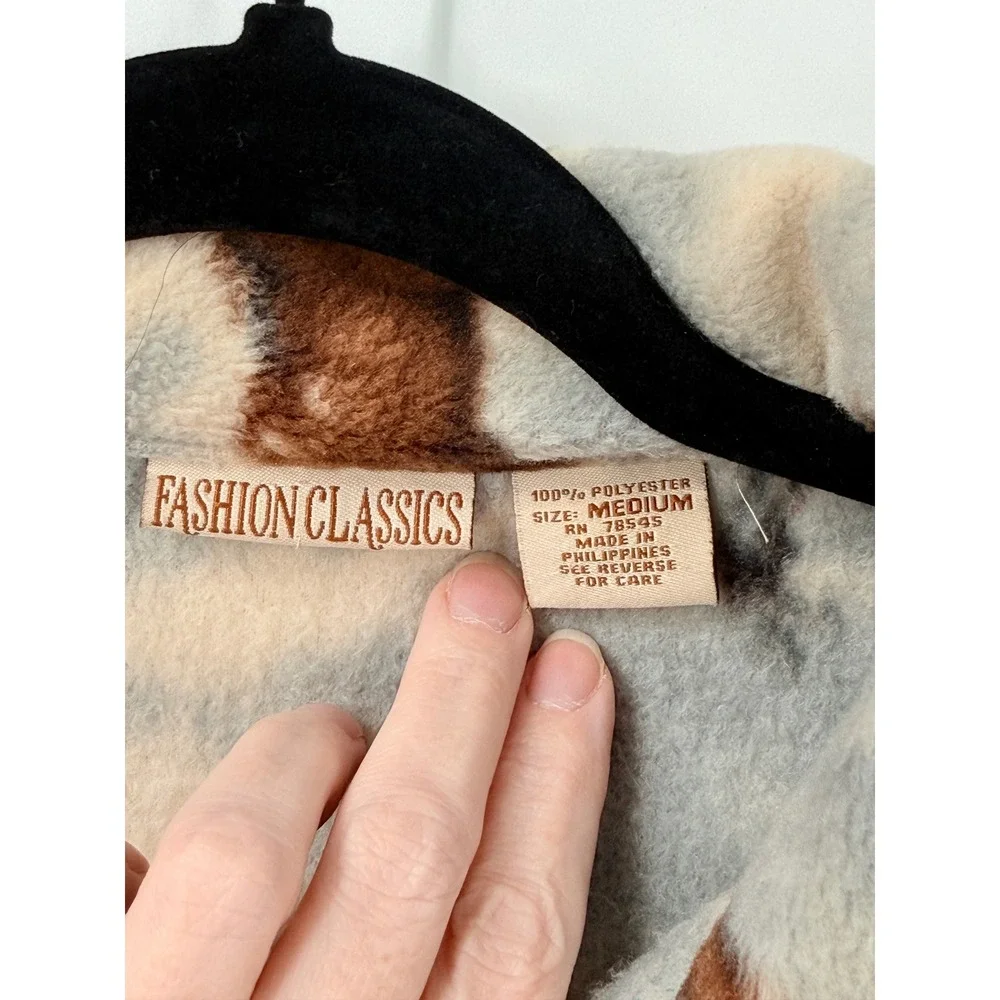 Vtg 90s Wild Horses Fleece Jacket Womens sz M Horse Full Zip outdoors cabin core